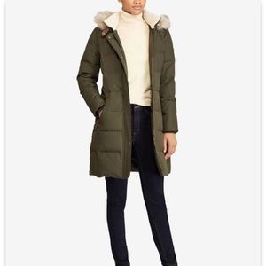 Ralph Lauren Faux-Fur Trim Quilted Down Coat